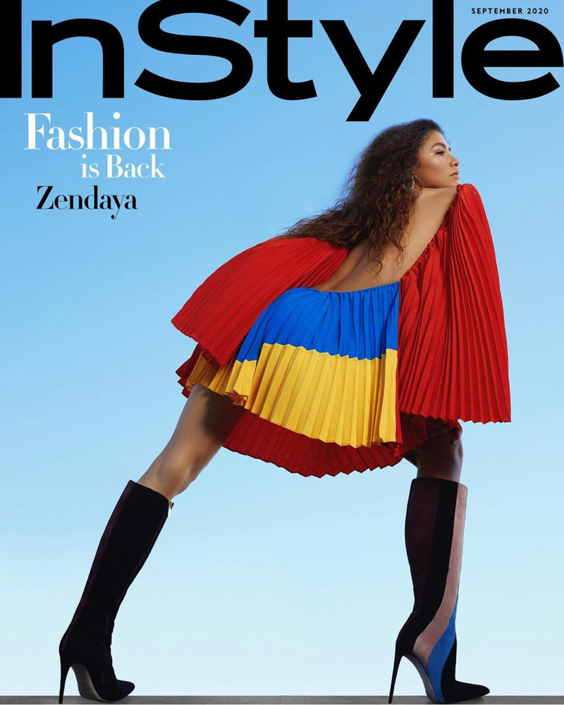 Zendaya in InStyle Magazine wearing Tori Soudan Greta Boots. Styled by Law Roach.