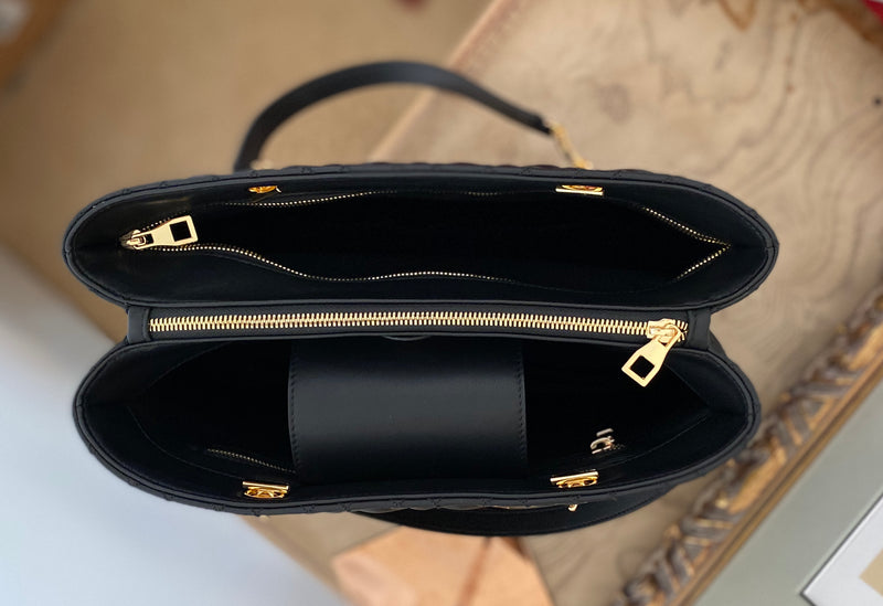 Madison Quilted Tote Handbag -Black