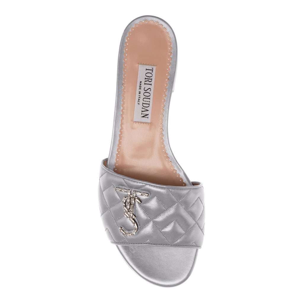 Madison Hope  Low Heel Slide- Silver