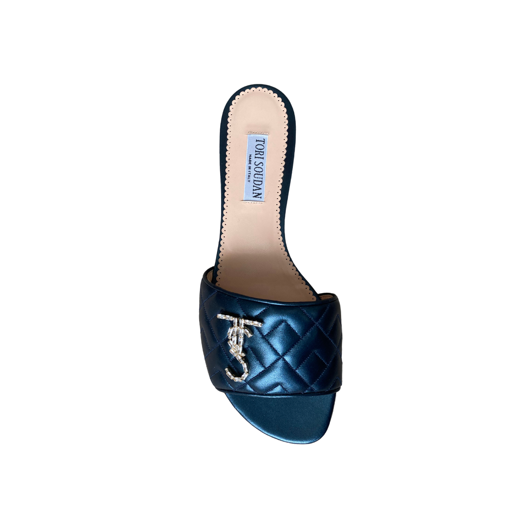 Madison Hope Low Heel Slide- Blue