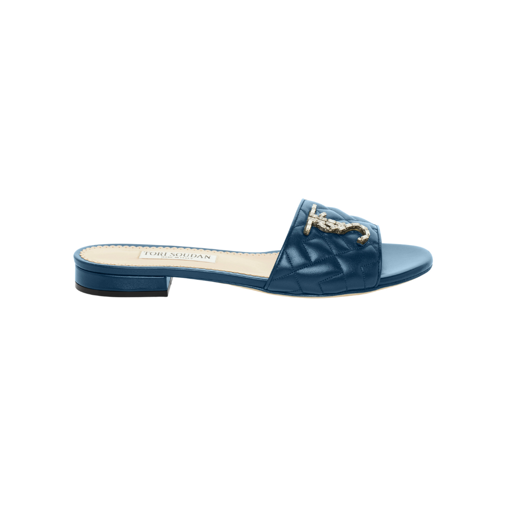 Madison Hope Low Heel Slide- Blue