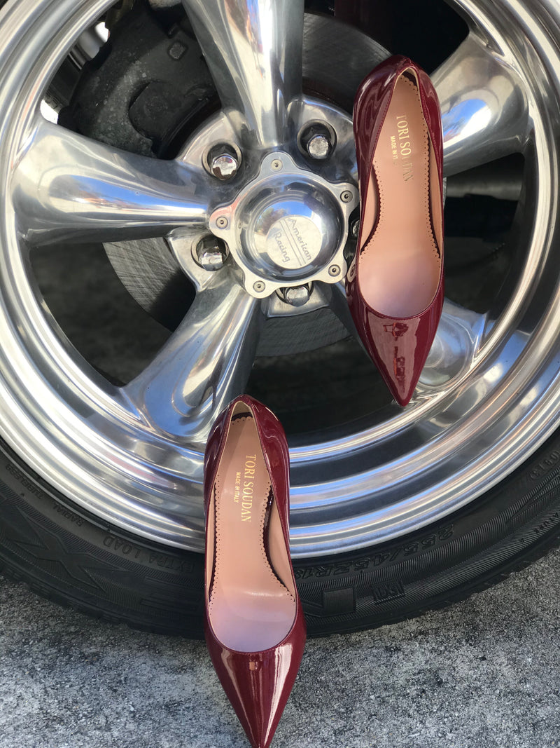 Shirley Pump  -  Cranberry Patent (Mid-Heel)