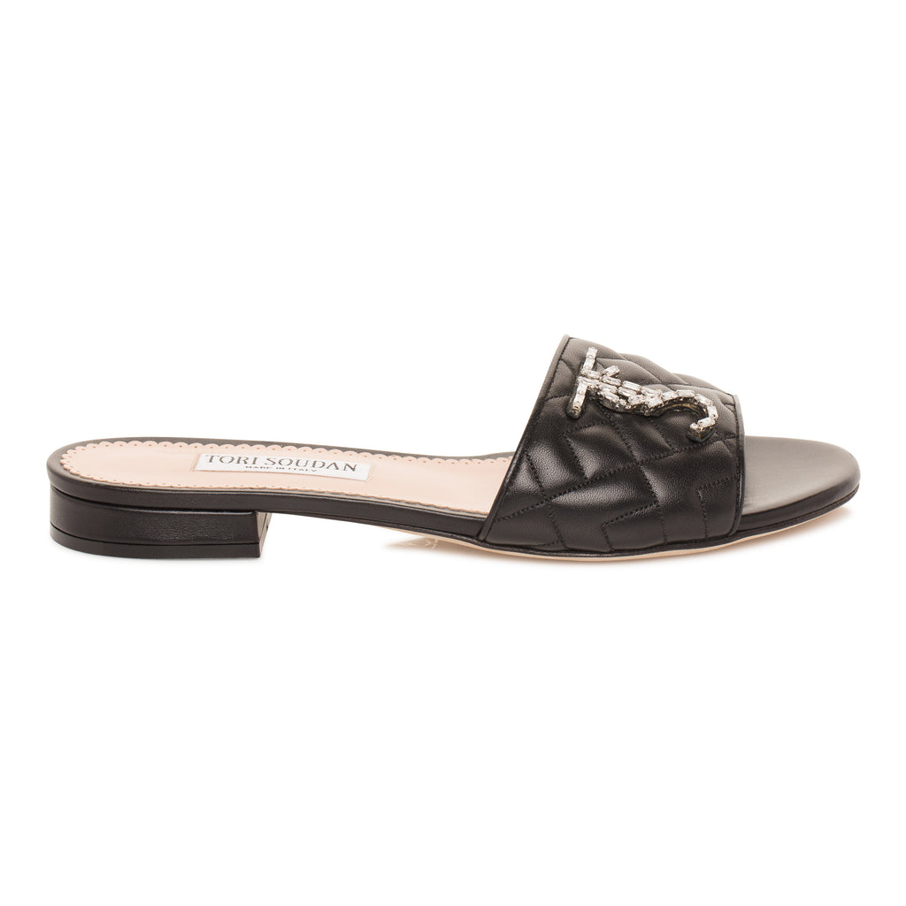 Madison Hope Low Heel Slide- Black