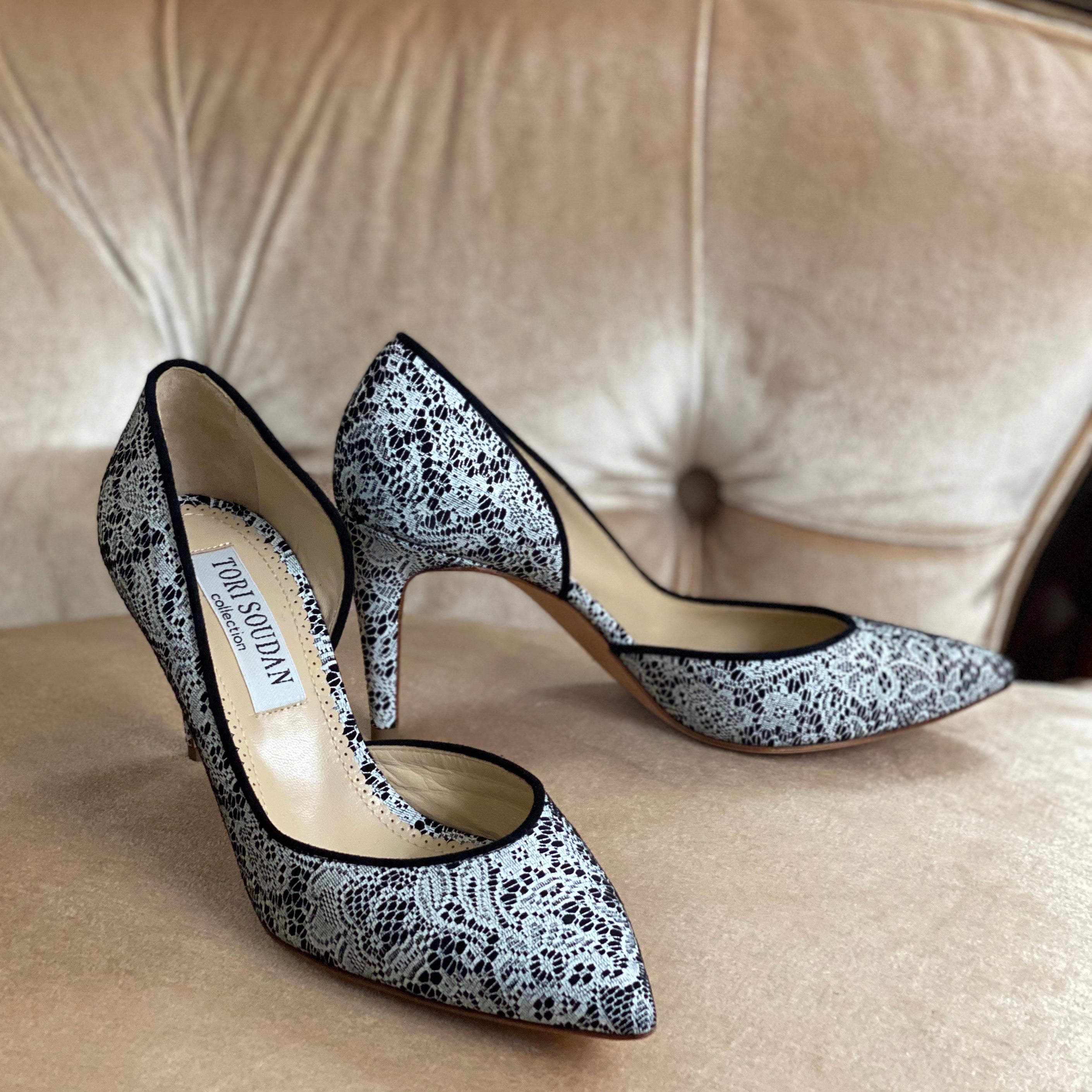 Diana Heels - Black & White Lace
