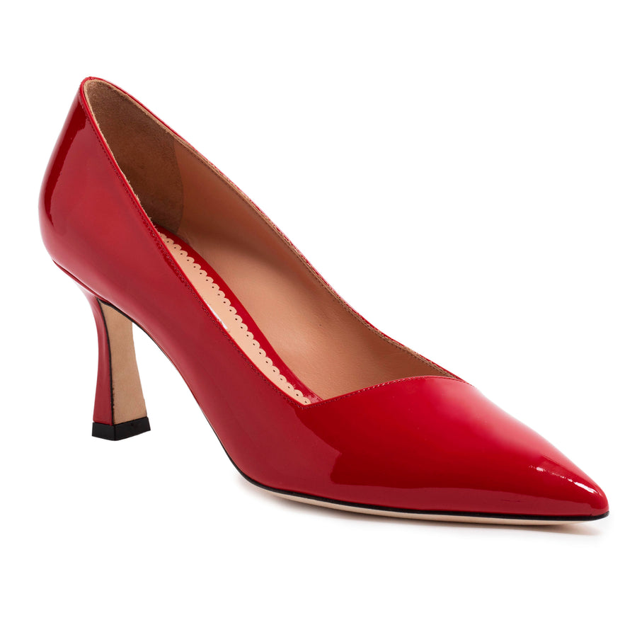 Red patent clearance mid heel shoes
